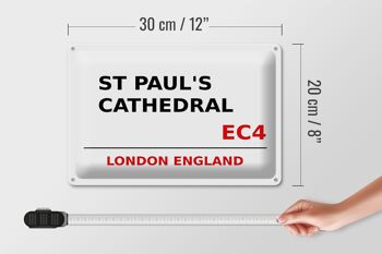 Plaque en tôle Londres 30x20cm Angleterre Cathédrale Saint-Paul EC4 4