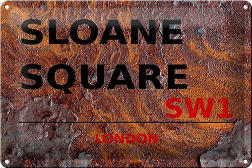 Blechschild London 30x20cm Sloane Square SW1 Rost