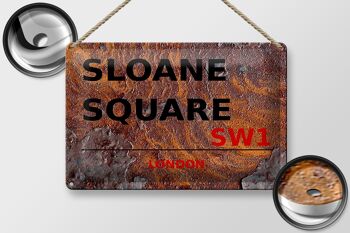 Plaque en tôle Londres 30x20cm Sloane Square SW1 Rouille 2