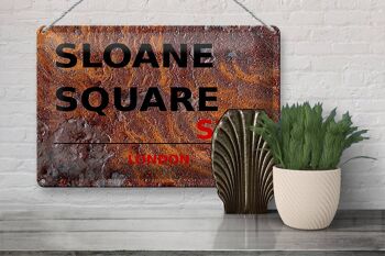 Plaque en tôle Londres 30x20cm Sloane Square SW1 Rouille 3