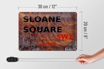 Plaque en tôle Londres 30x20cm Sloane Square SW1 Rouille 4