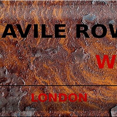 Plaque en tôle Londres 30x20cm Savile Row W1 Rouille