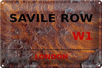Plaque en tôle Londres 30x20cm Savile Row W1 Rouille 1