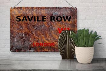 Plaque en tôle Londres 30x20cm Savile Row W1 Rouille 3