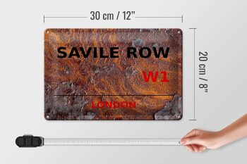 Plaque en tôle Londres 30x20cm Savile Row W1 Rouille 4