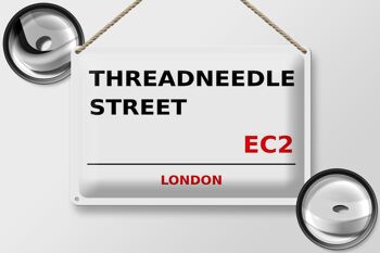 Plaque en tôle Londres 30x20cm Threadneedle Street EC2 2