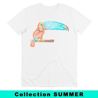 T-shirt Toucan - Disegno di un uccello in stile naif