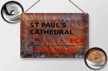 Plaque en tôle Londres 30x20cm Angleterre Cathédrale St Paul EC4 rouille 2