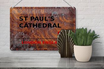 Plaque en tôle Londres 30x20cm Angleterre Cathédrale St Paul EC4 rouille 3