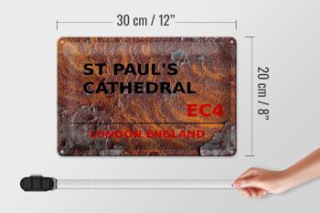 Plaque en tôle Londres 30x20cm Angleterre Cathédrale St Paul EC4 rouille 4