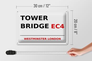 Plaque en tôle Londres 30x20cm Westminster Tower Bridge EC4 4