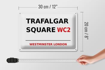 Plaque en tôle Londres 30x20cm Westminster Trafalgar Square WC2 4