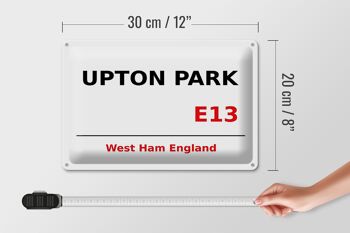 Panneau en étain Angleterre 30x20cm West Ham Upton Park E13 4