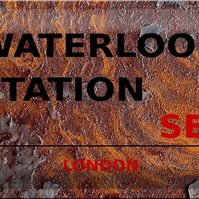 Targa in metallo Londra 30x20 cm Waterloo Station SE1 Ruggine