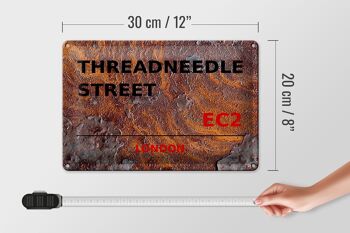 Plaque en tôle Londres 30x20cm Threadneedle Street EC2 Rouille 4