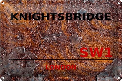 Blechschild London 30x20cm Knightsbridge SW1 Rost