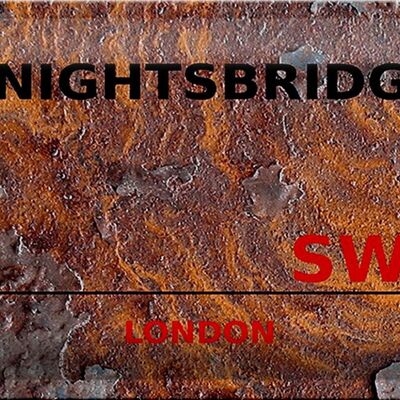 Plaque en tôle Londres 30x20cm Knightsbridge SW1 rouille