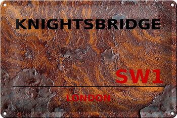 Plaque en tôle Londres 30x20cm Knightsbridge SW1 rouille 1