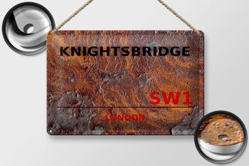 Plaque en tôle Londres 30x20cm Knightsbridge SW1 rouille 2
