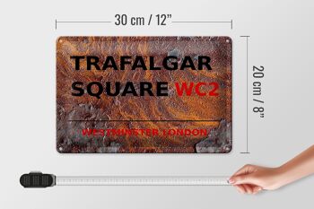 Plaque en tôle Londres 30x20cm Westminster Trafalgar Square WC2 rouille 4