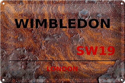 Blechschild London 30x20cm Wimbledon SW19 Rost