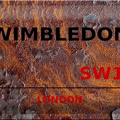 Cartel de chapa Londres 30x20cm Wimbledon SW19 óxido