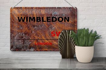 Plaque en tôle Londres 30x20cm Wimbledon SW19 rouille 3