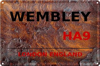 Plaque en tôle Londres 30x20cm Angleterre Wembley HA9 rouille 1