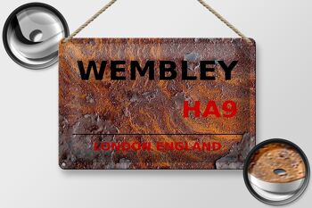 Plaque en tôle Londres 30x20cm Angleterre Wembley HA9 rouille 2