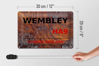 Plaque en tôle Londres 30x20cm Angleterre Wembley HA9 rouille 4