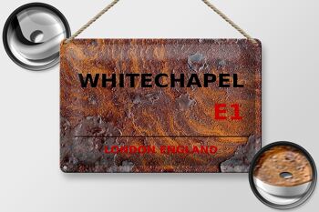 Plaque en étain Londres 30x20cm Angleterre Whitechapel E1 Rouille 2