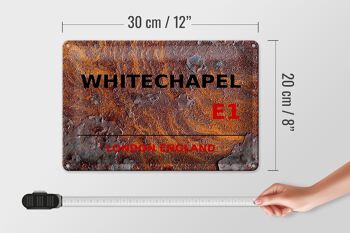 Plaque en étain Londres 30x20cm Angleterre Whitechapel E1 Rouille 4