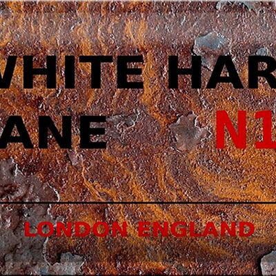 Targa in metallo Londra 30x20 cm Inghilterra White Hart Lane N17 Ruggine