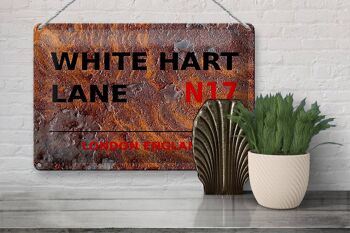 Panneau en étain Londres 30x20cm Angleterre White Hart Lane N17 Rouille 3