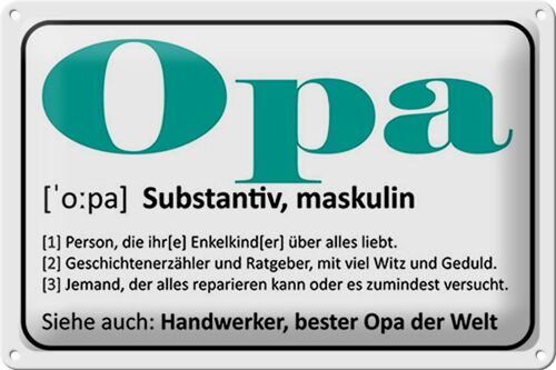 Blechschild Spruch 30x20cm Opa Handwerker bester Opa Welt