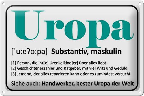 Blechschild Spruch 30x20cm Uropa Handwerker bester Uropa