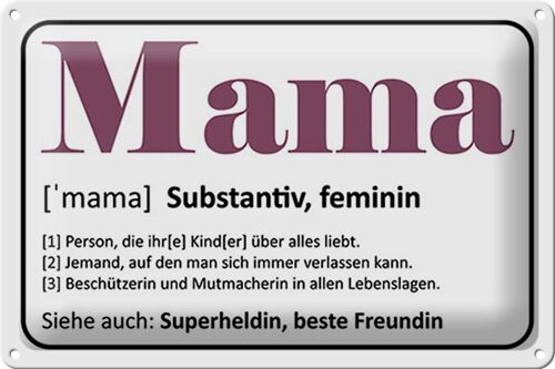 Blechschild Spruch 30x20cm Mama Superheldin beste Freundin