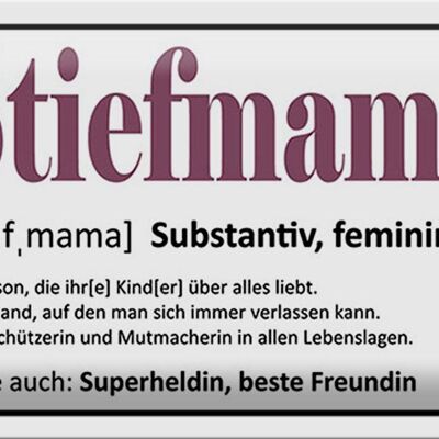 Blechschild Spruch 30x20cm Stiefmama Superheldin Freundin