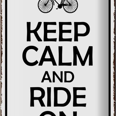 Panneau en étain disant 20x30cm Keep Calm and Ride on