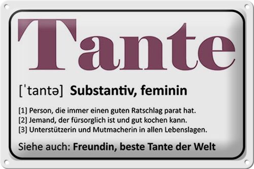 Blechschild Spruch 30x20cm Tante Freundin beste Tante Welt