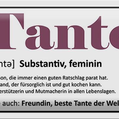 Blechschild Spruch 30x20cm Tante Freundin beste Tante Welt