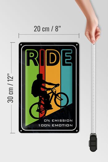 Panneau en étain indiquant 20x30cm Ride Bike Bicycle 0% émissions 4