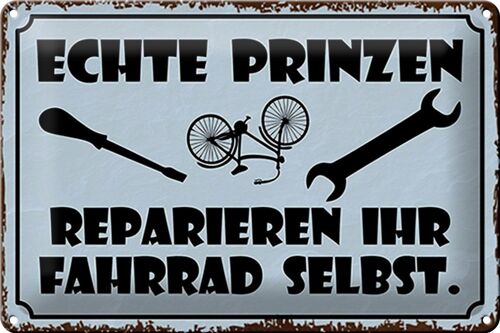 Blechschild Spruch 30x20cm Prinze reparieren Fahrrad selbst