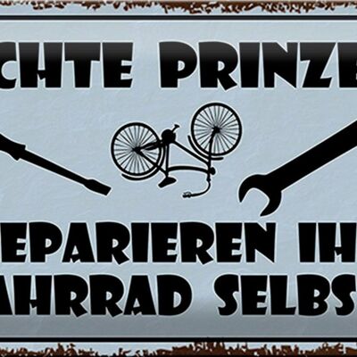 Cartel de chapa que dice 30x20cm Prinze repara tu bicicleta tú mismo