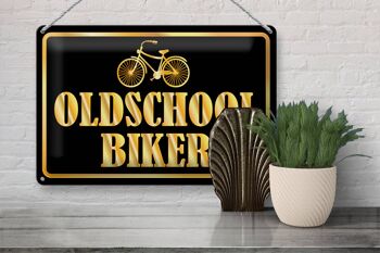 Plaque en tôle disant 30x20cm Oldscholl Biker 3