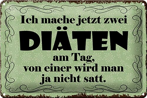 Blechschild Spruch 30x20cm ich mache jetzt zwei Diäten