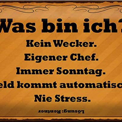 Blechschild Spruch 30x20cm was bin ich kein Wecker