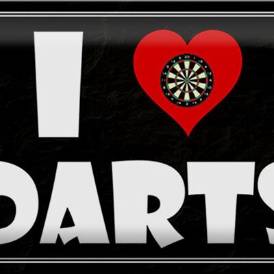 Targa in metallo con scritta "I Love Darts" decorazione murale 30x20 cm