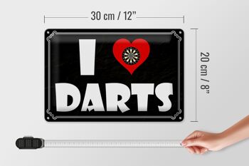 Plaque en tôle disant 30x20cm I Love Darts, décoration murale 4