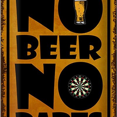 Targa in metallo con scritta "No Beer No Darts" 20x30 cm
